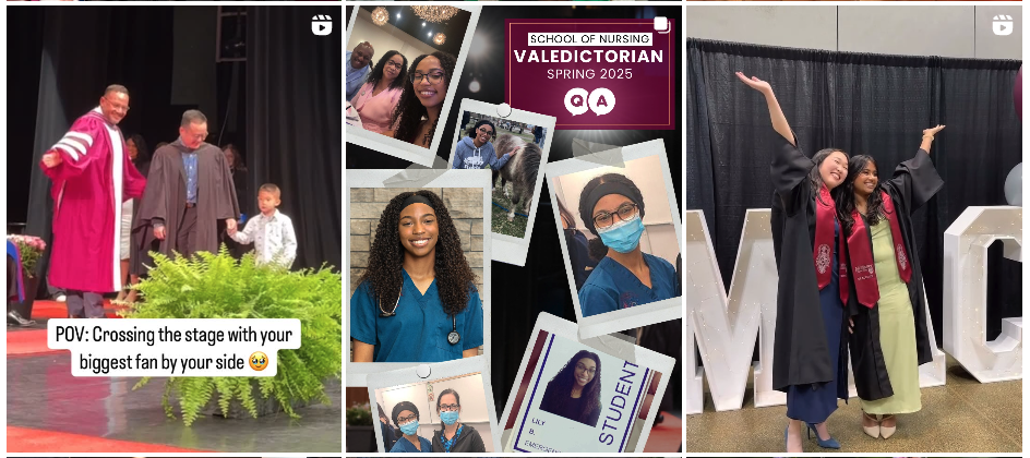Three images from McMaster U's instagram feed showing scenes from convocation